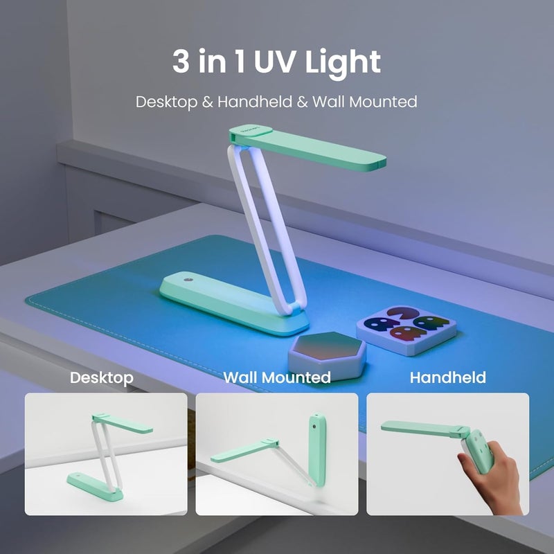 Resiners UV Light for Resin Curing, UV Resin Light, Wireless & Rechargeable UV Lamp, 3-in-1 Uses, Foldable Blacklight Ultraviolet LED, Craft Supplies Tools for Resin Molds, Jewelry Making, DIY Decor - Image 5